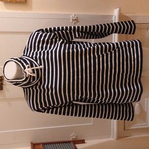 J Crew dark blue and white striped pullover top Sz M